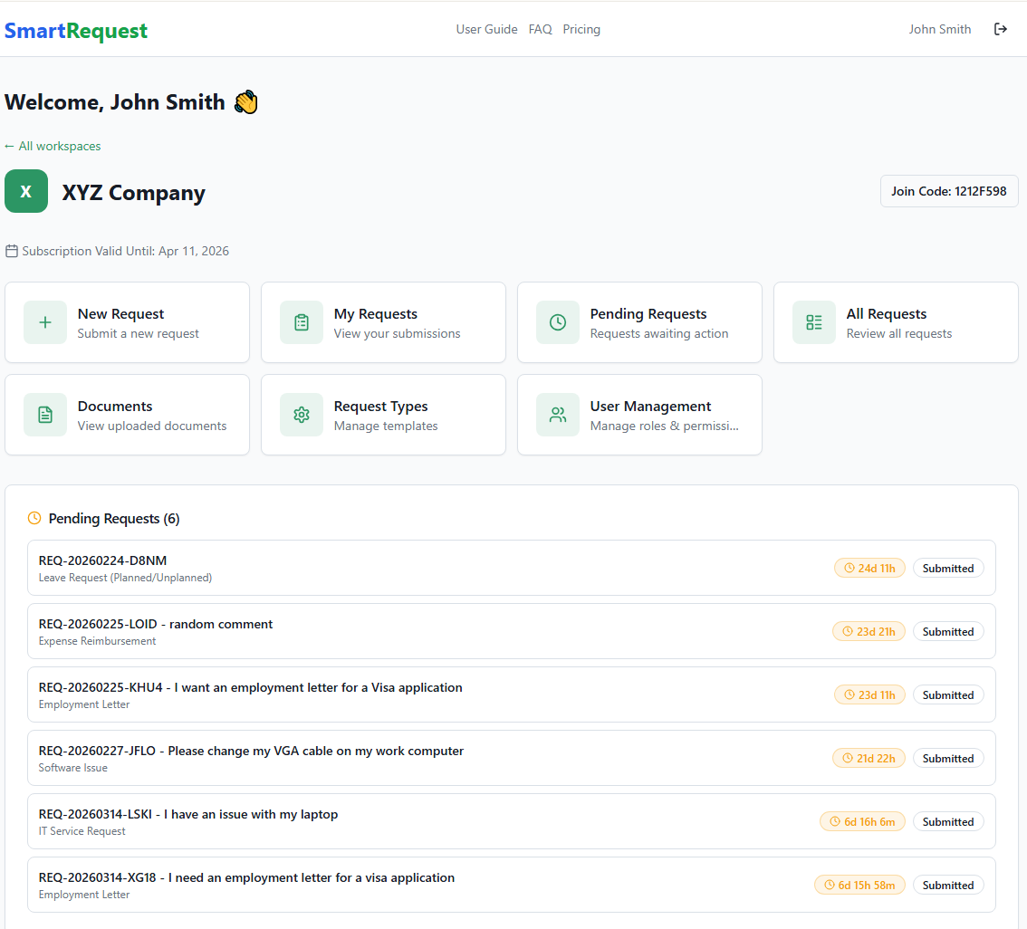 Track/request Smart Request | Workflow Management Software for SMEs